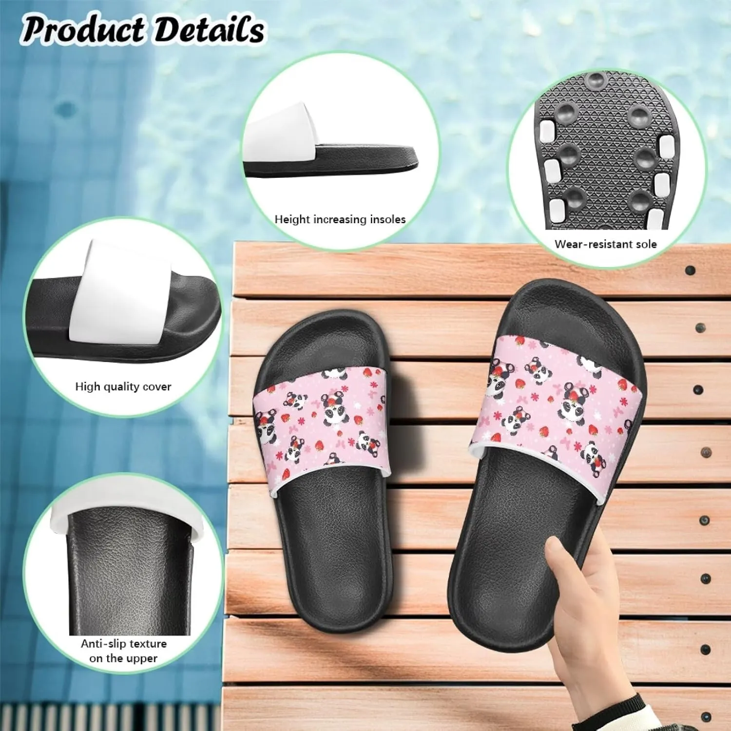 Unisex-Child Beach Slides Comfort Slide Sandals Slip Resistant Slippers for Indoor Outdoor Water Shoes Flip Flop