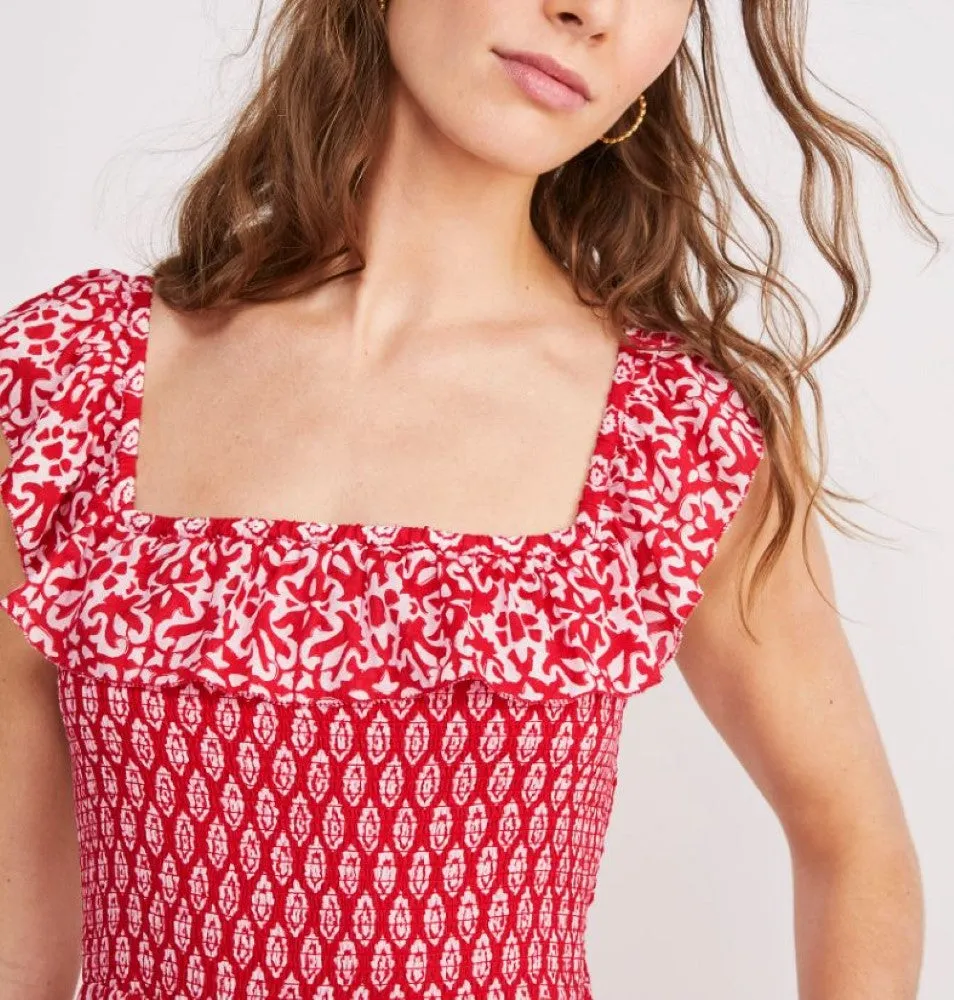 Vineyard Vines Womens Vineyard Tile Smocked Midi Dress