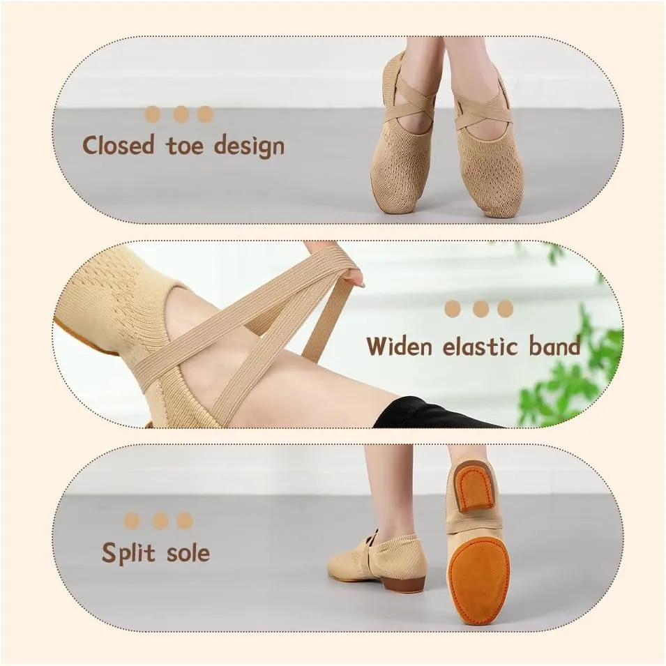 Women's Latin Dance Practice Shoes for Beginners 1" Low Heel Standard Ballroom Social Salsa Dancing Shoes