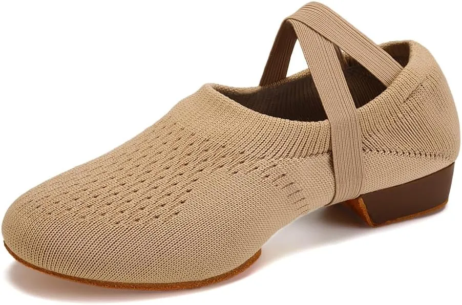 Women's Latin Dance Practice Shoes for Beginners 1" Low Heel Standard Ballroom Social Salsa Dancing Shoes