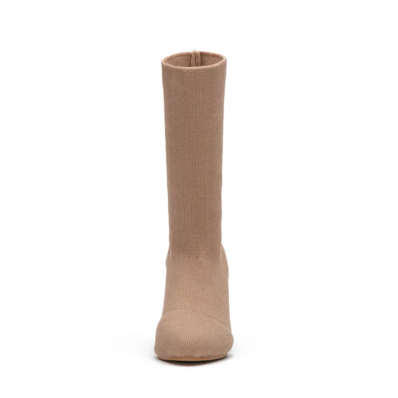 Women's Winter Warm Stretch High-Heeled Knitted Sock Boots