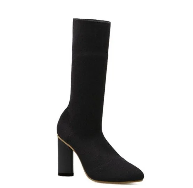 Women's Winter Warm Stretch High-Heeled Knitted Sock Boots
