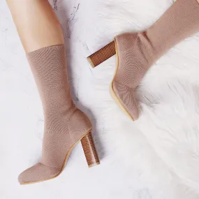 Women's Winter Warm Stretch High-Heeled Knitted Sock Boots