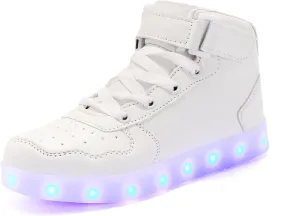 Wooowyet Men LED Light Up Shoes for Women High Top Lights Sneakers Glowing Neon Luminous Sequin Fashion Sparkle Bling Shiny Punk Boots LED Shoes