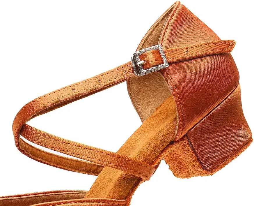 YKXLM Girl's & Women's Latin Dance Shoes Ballroom Adjustable Buckle Dancing Shoes Cross Strap Ballroom Heels,Model WH-D28