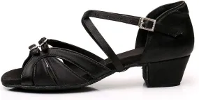 YKXLM Girl's & Women's Latin Dance Shoes Ballroom Adjustable Buckle Dancing Shoes Cross Strap Ballroom Heels,Model WH-D28