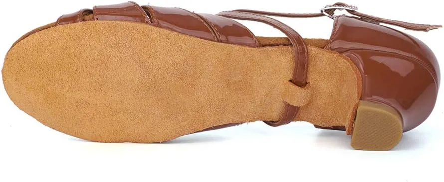 YKXLM Girl's & Women's Latin Dance Shoes Ballroom Adjustable Buckle Dancing Shoes Cross Strap Ballroom Heels,Model WH-D28