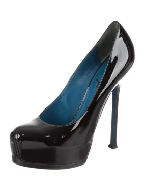 YVES SAINT LAURENT YSL Patent Tribute Two Platform Pumps Shoes LADIES