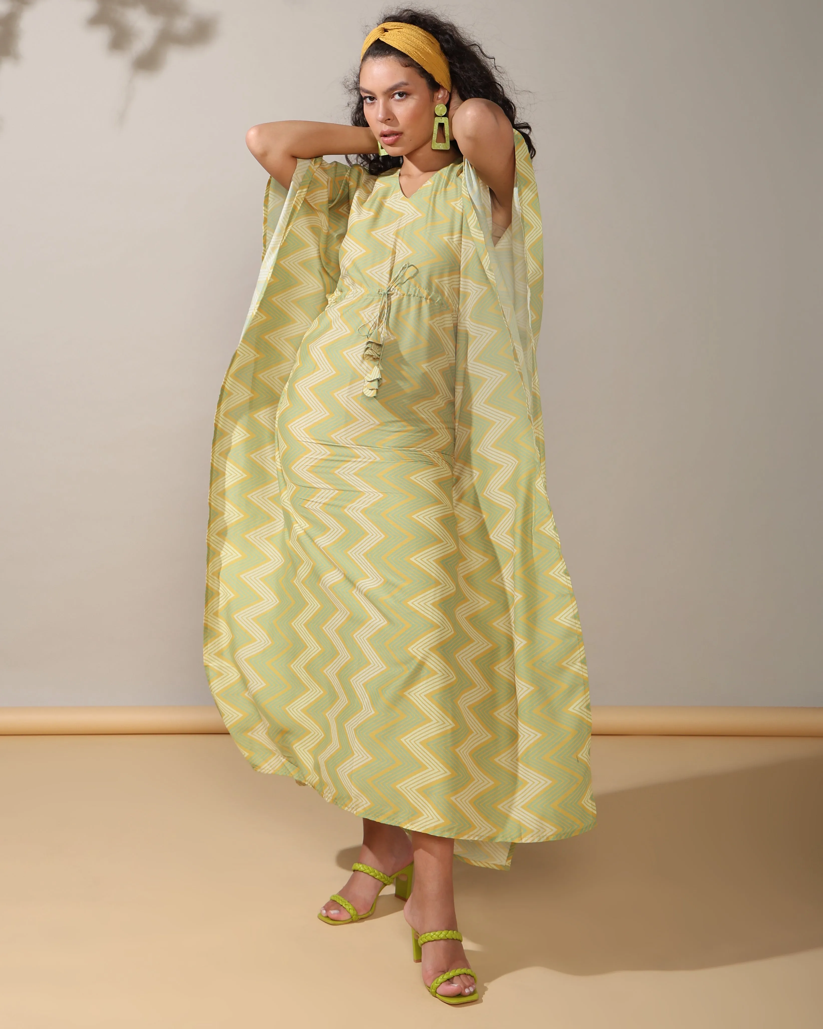 Zigzag long kaftan dress