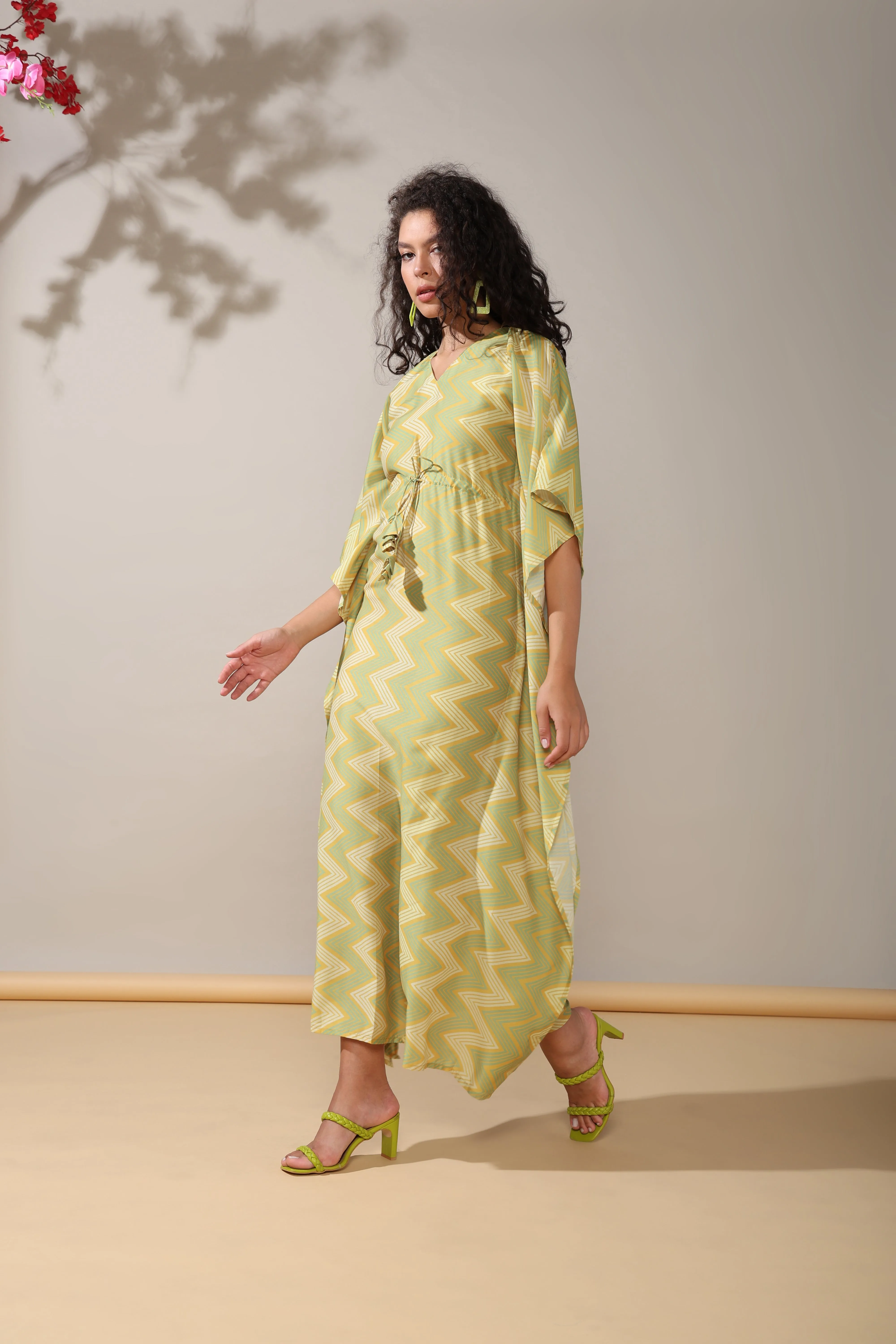Zigzag long kaftan dress