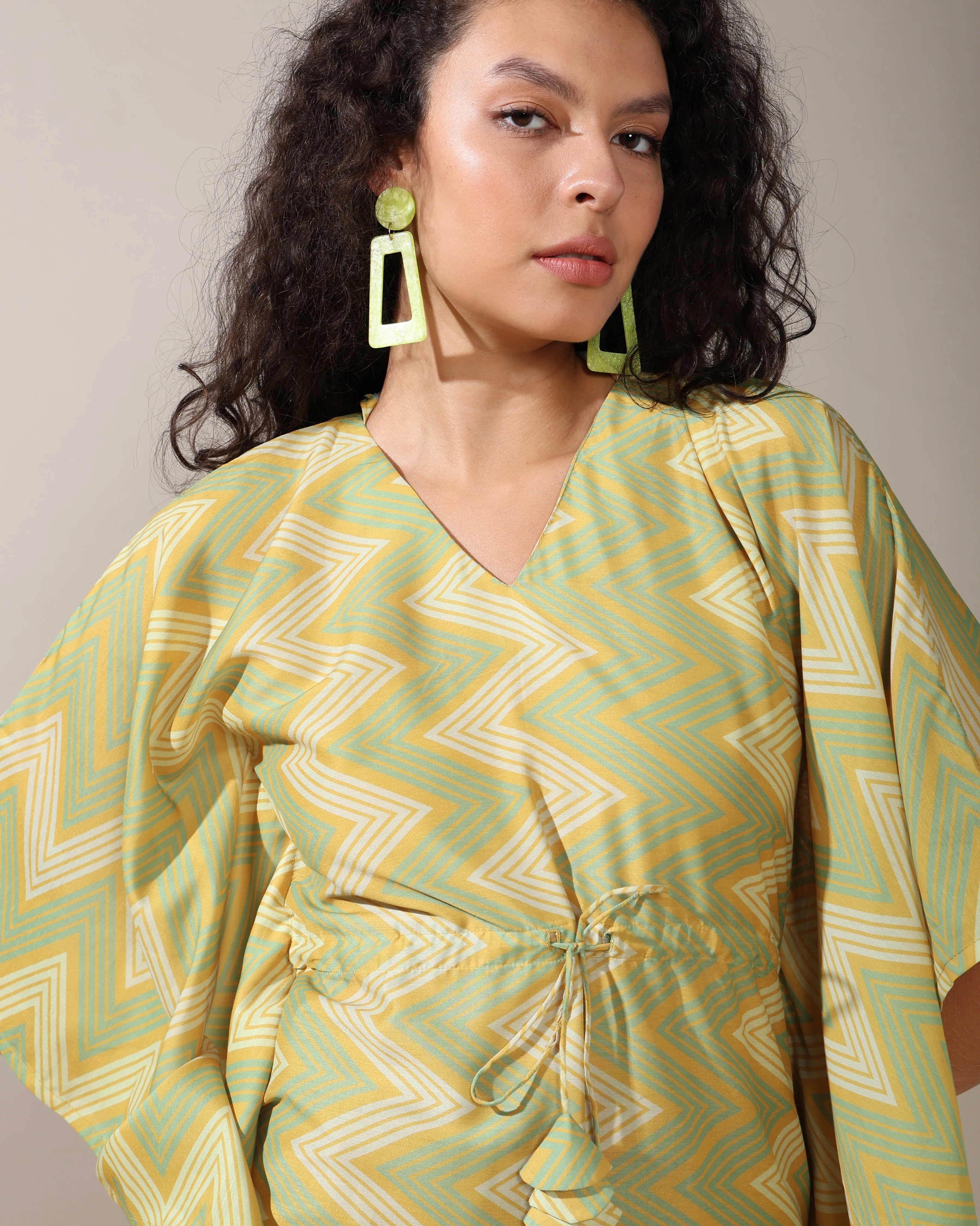 Zigzag long kaftan dress
