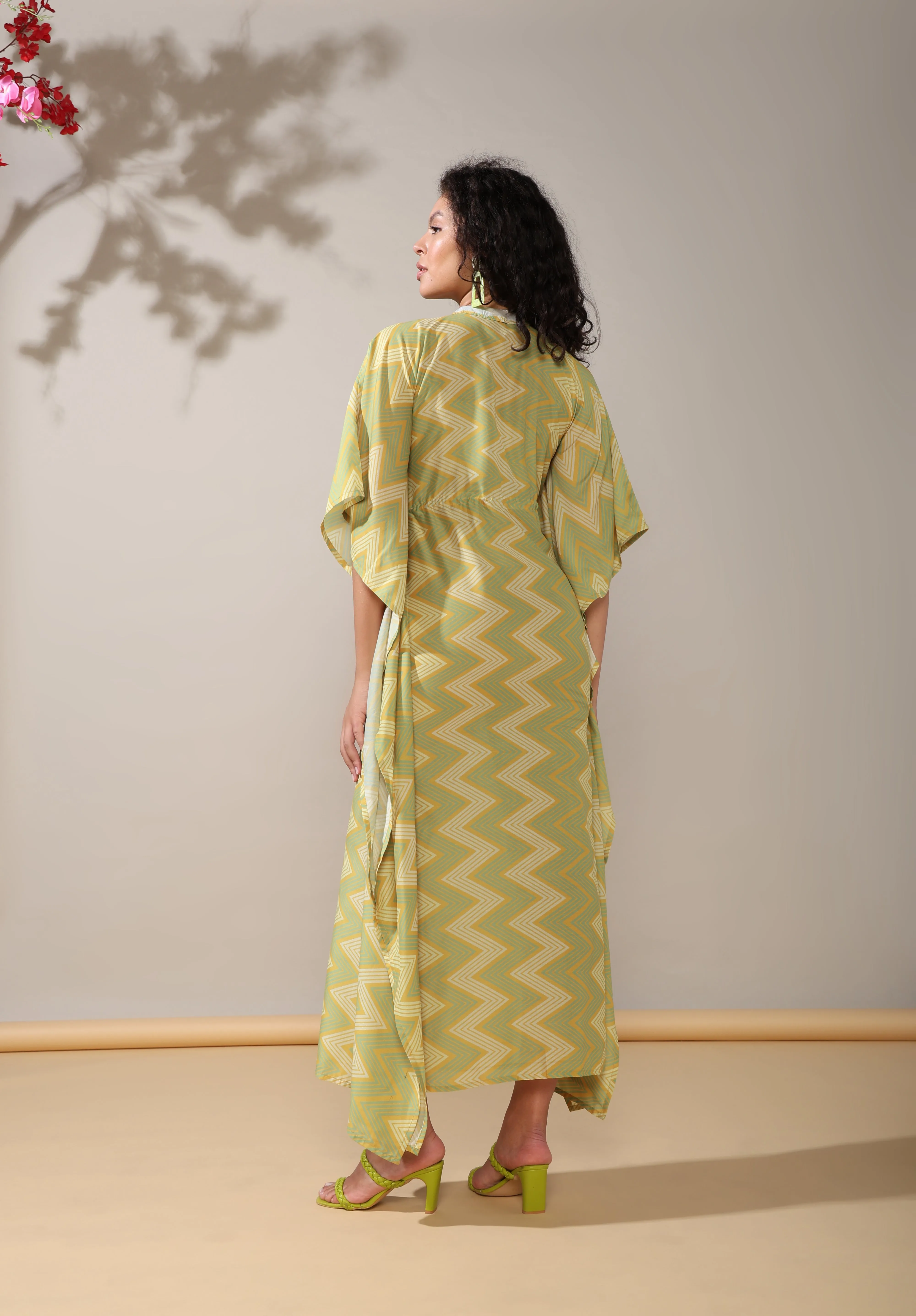 Zigzag long kaftan dress
